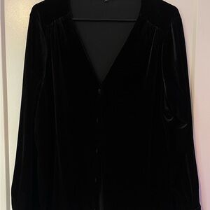 1. State Black velvet cardigan